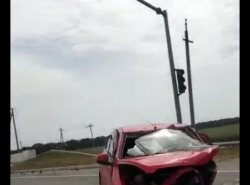 Жёсткая авария на повороте к аэропорту